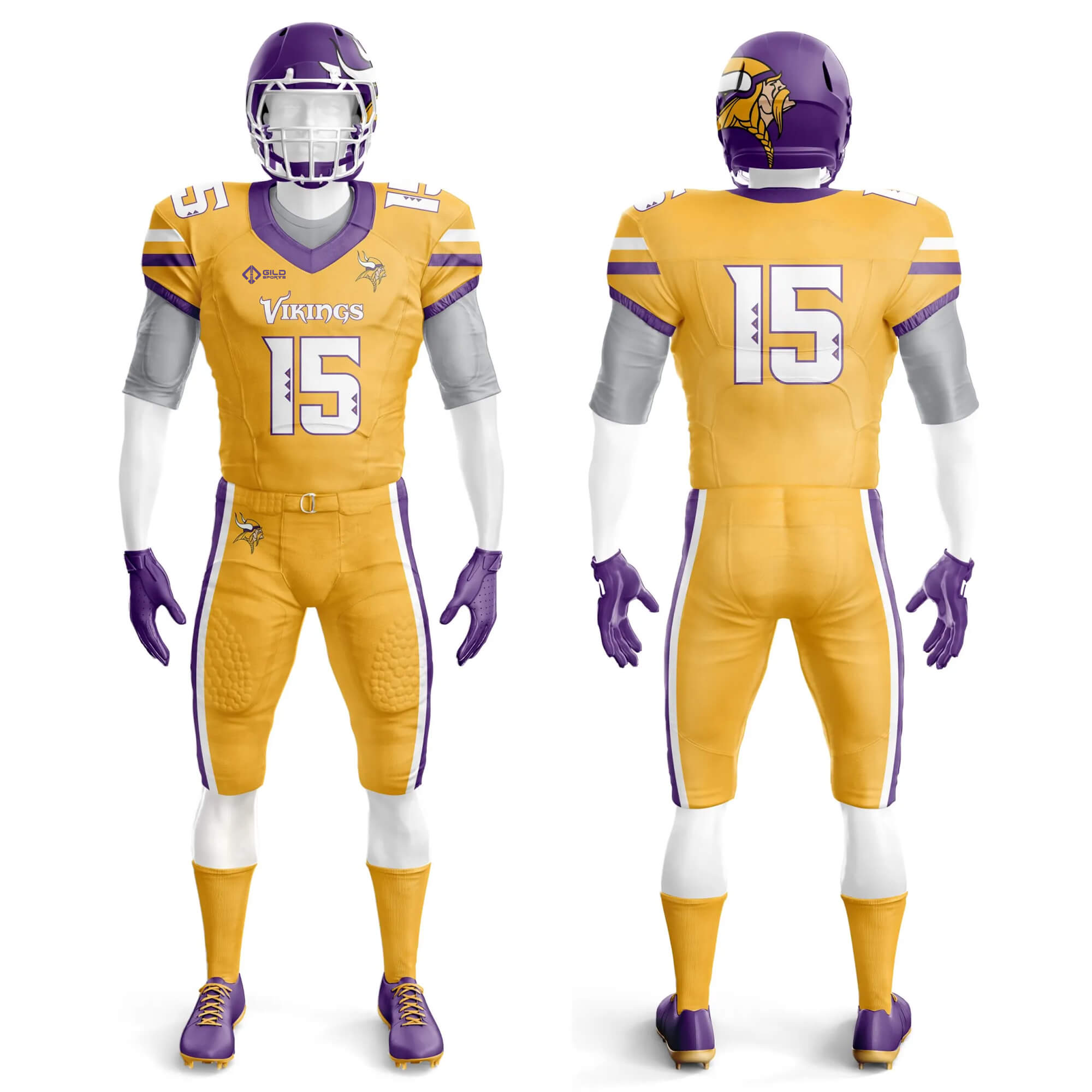Yellow color youth football game pants and jerseys
