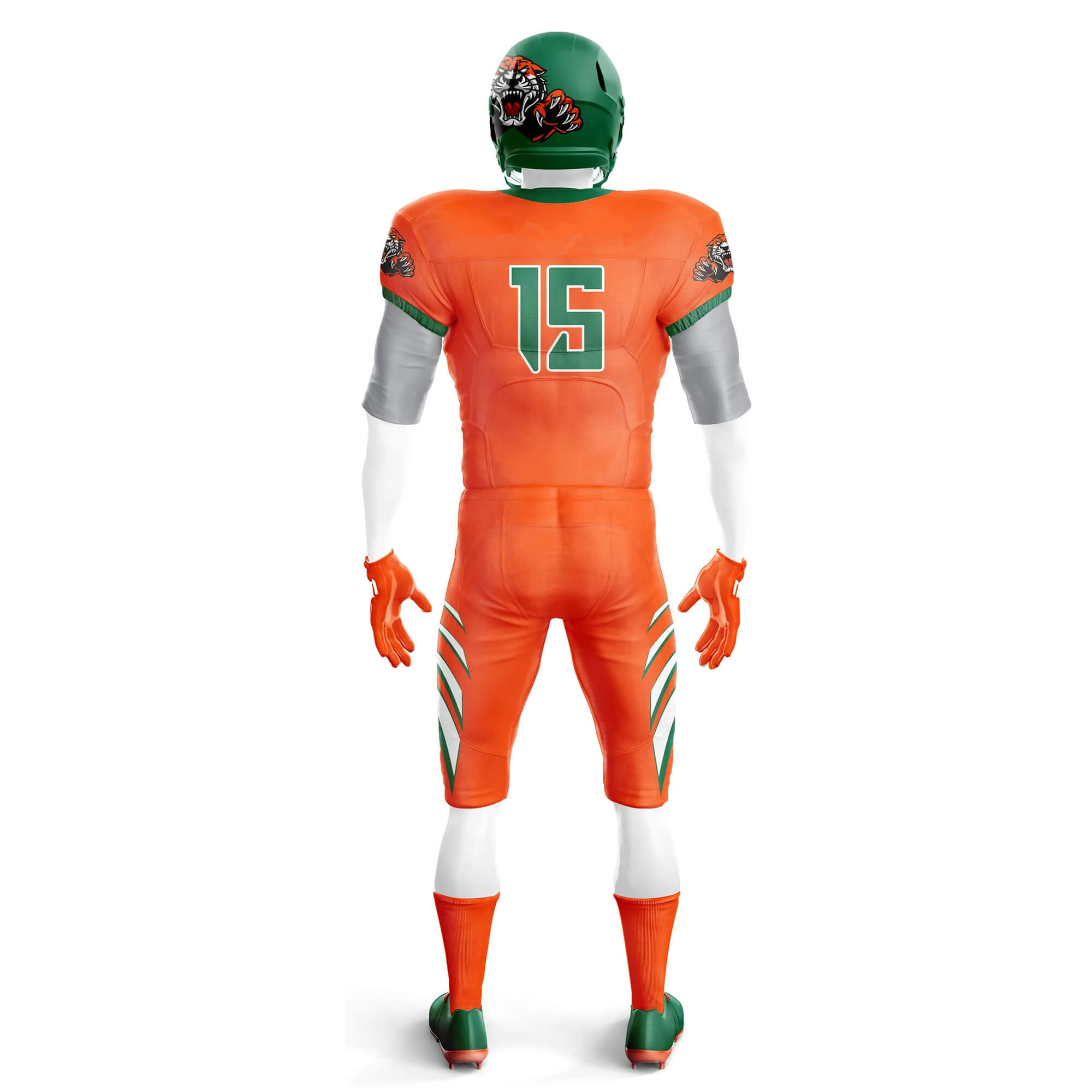 Back view in Orange color Custom Football Jerseys